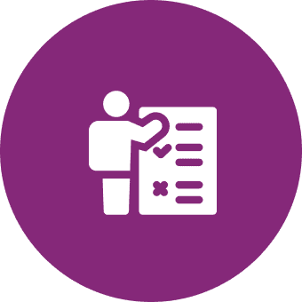 Person checking off a list icon.